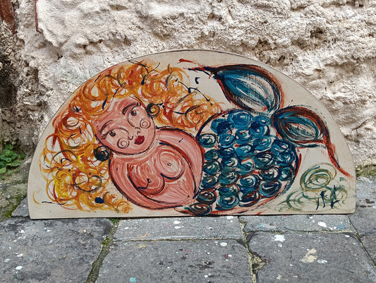 Mensola legno sirena quadro marine arte sostenibile