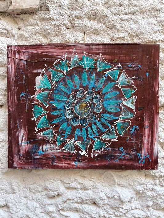 Mandala su pannello in legno sostenibile modern art decorazione casa