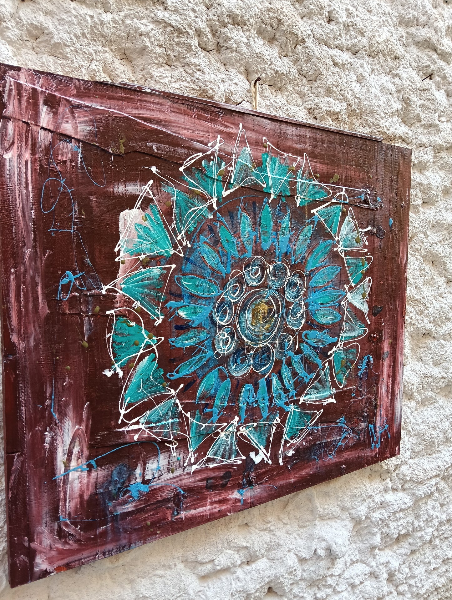 Mandala su pannello in legno sostenibile modern art decorazione casa