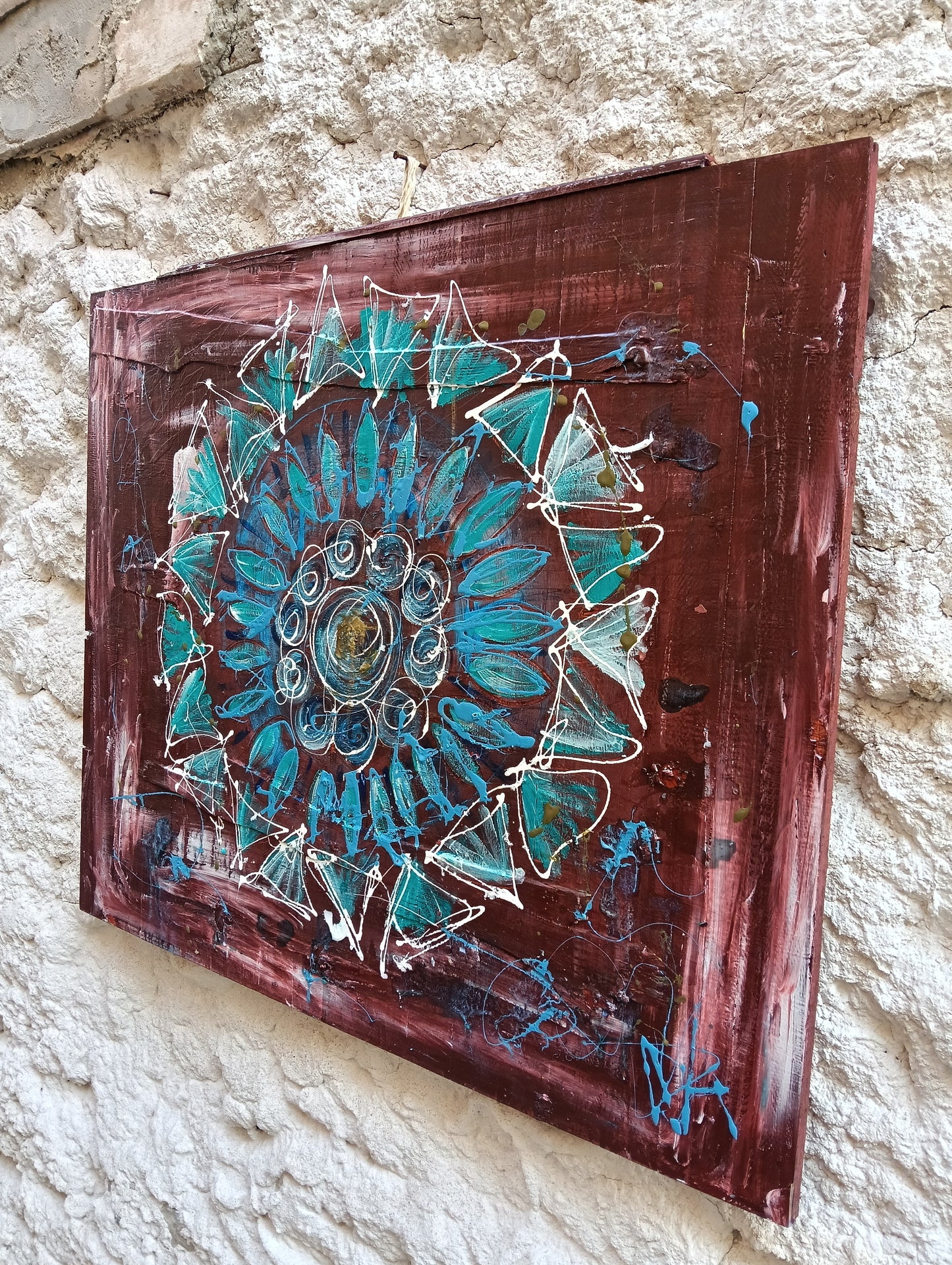 Mandala su pannello in legno sostenibile modern art decorazione casa